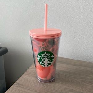 Pink Floral Starbucks Cup